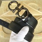 Best Copy Salvatore Ferragamo Stripped Leather Belt All Black